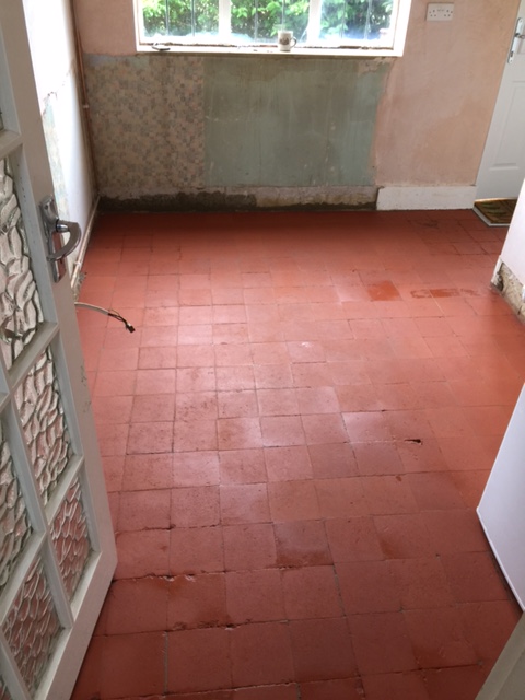 Quarry Tiled Floor During Renovation Coulsdon