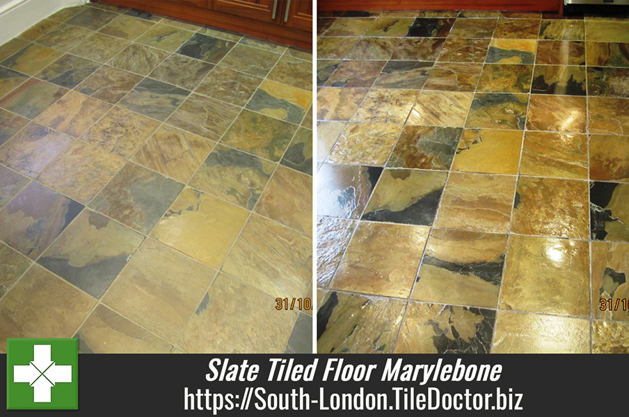 Slate Tiled Floor in Marylebone, London