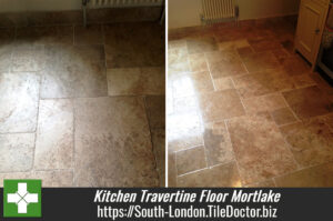 Kitchen Travertine Tiled Floor Cleaning in Mortlake