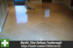 Marble Tiled Hallway Cleaned and Polished in Farnborough