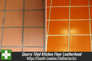 Quarry Tiled Kitchen Floor Cleaned in Leatherhead