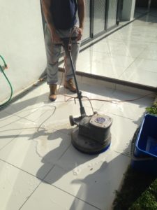 Applying Anti Slip to Shiny Slippery Porcelain Tiles in Ashtead