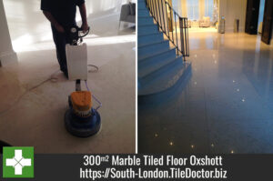 300m2 Marble Tiled Floor Cleaned and Polished in Oxshott