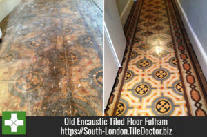 Old Encaustic Tiled Floor Restored in Fulham