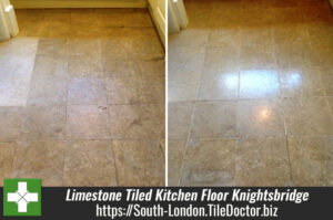 Limestone Tiled Kitchen Floor Cleaned and Polished in Knightsbridge