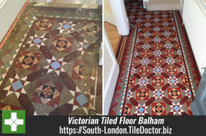 Restoring a Victorian Tiled floor hidden under Carpet in Balham