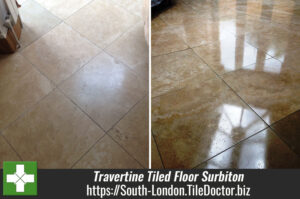 Travertine Tiled Floor Diamond Polished in Surbiton