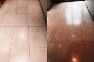 Limestone Floor Before and After Burnishing Wandsworth