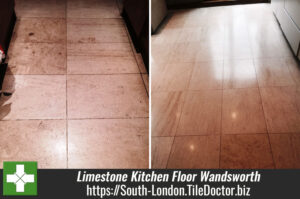 Limestone Kitchen Floor and Shower Tiles Refinished in Wandsworth