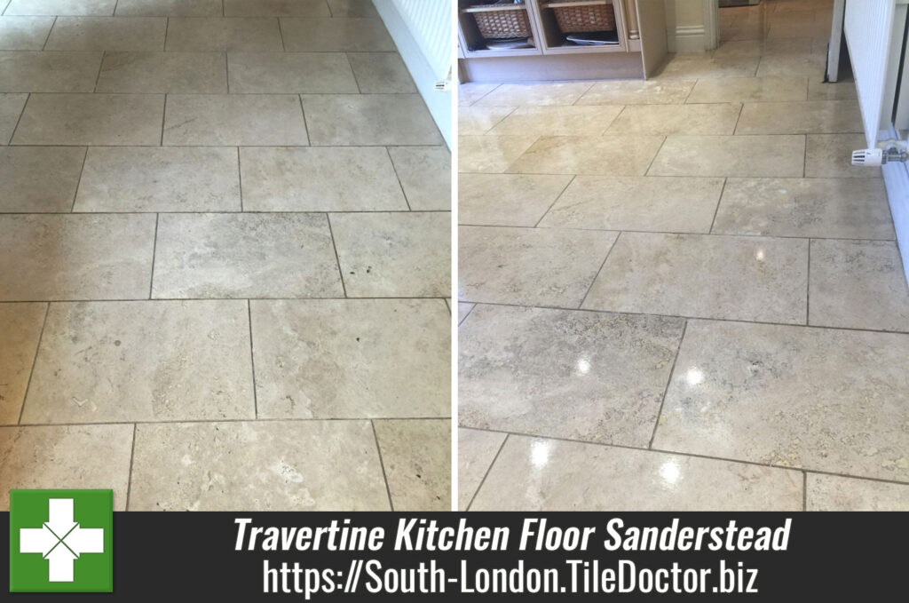 Renovating Travertine Kitchen Floor Tiles in Sanderstead