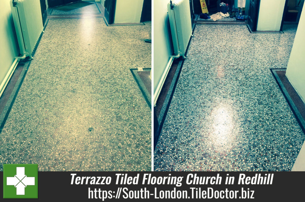 Terrazzo Tiled Flooring Restored at a Church in Redhill