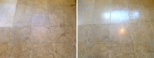 Limestone Tiled Floor Kensington Before and After Cleaning