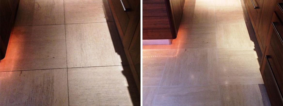 Limestone tiled floor Westminster Before and After
