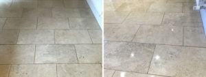 Travertine Kitchen Floor Before After Sealing Sanderstead