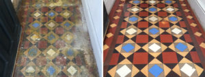 Victorian Tiled Hallway Before and After Restoration Fulham