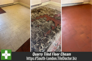 Vinyl Covered Quarry Tiled Floor Restoration Cheam