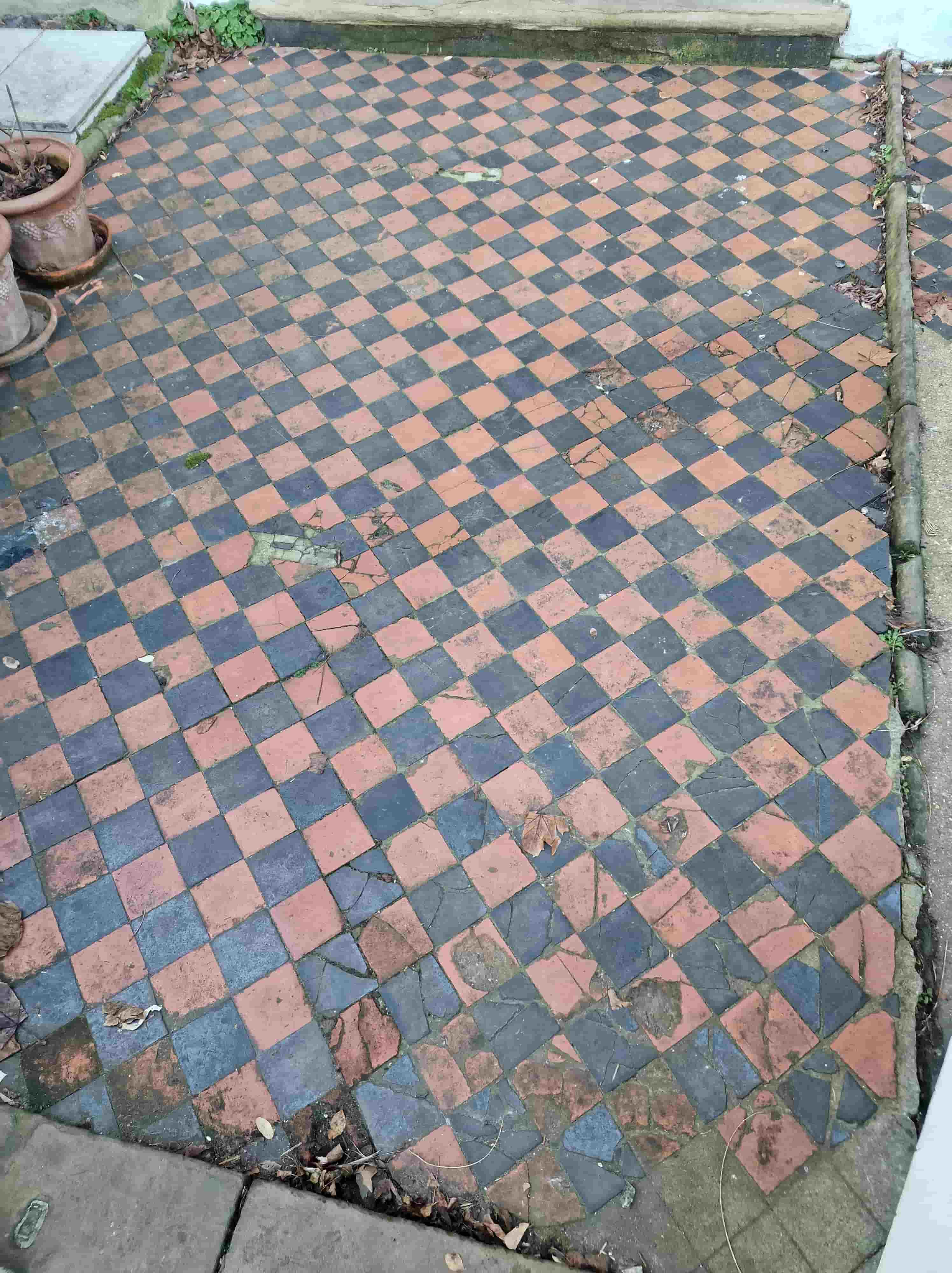 Neglected Victorian Tiled Path Before Restoration Battersea
