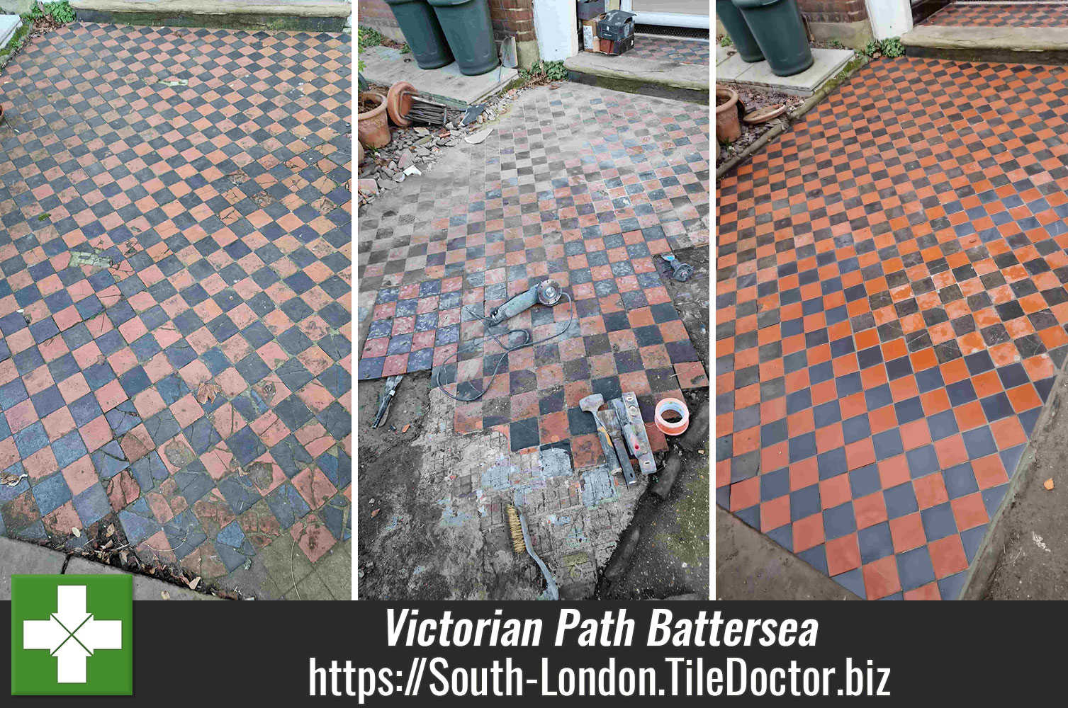 Neglected Victorian Tiled Path Restoration Battersea