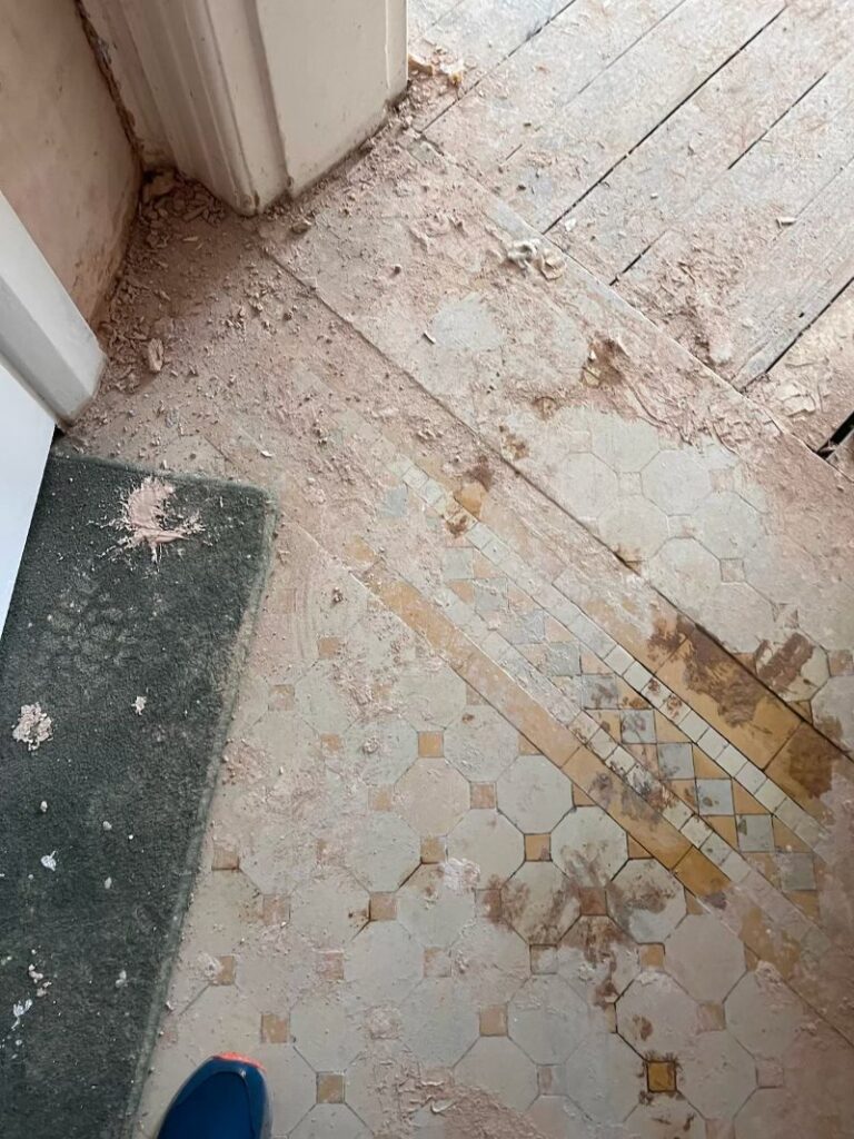 Neglected Victorian Tiled Floor Before Restoration Kensington