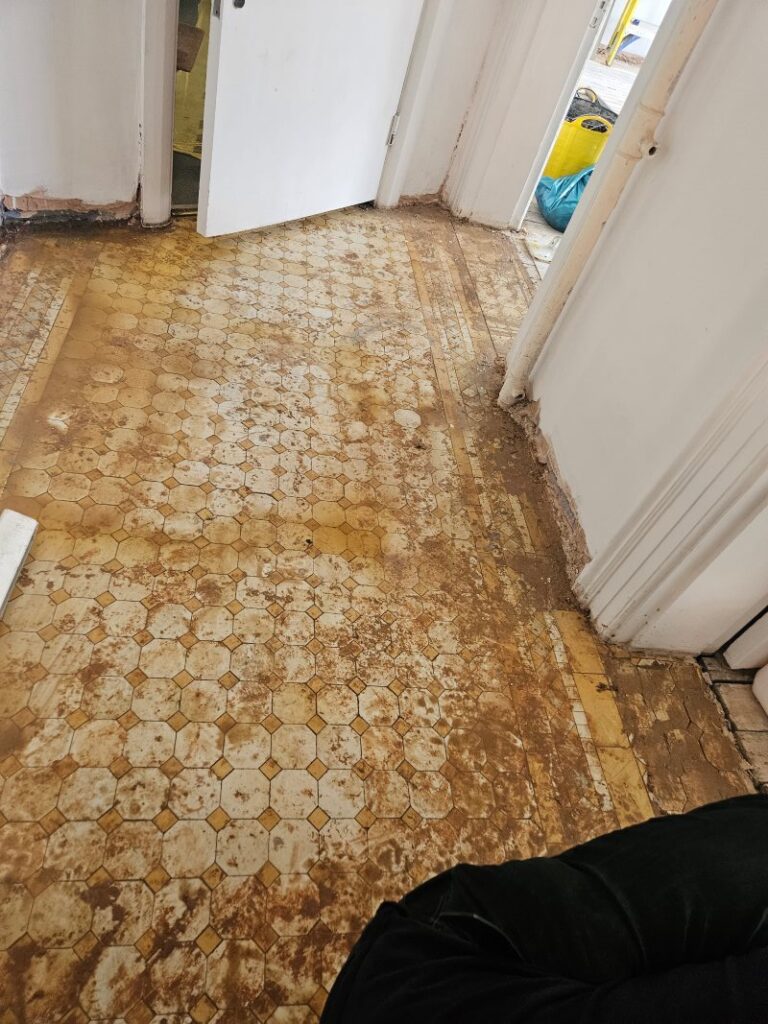 Neglected Victorian Tiled Floor Before Restoration Kensington