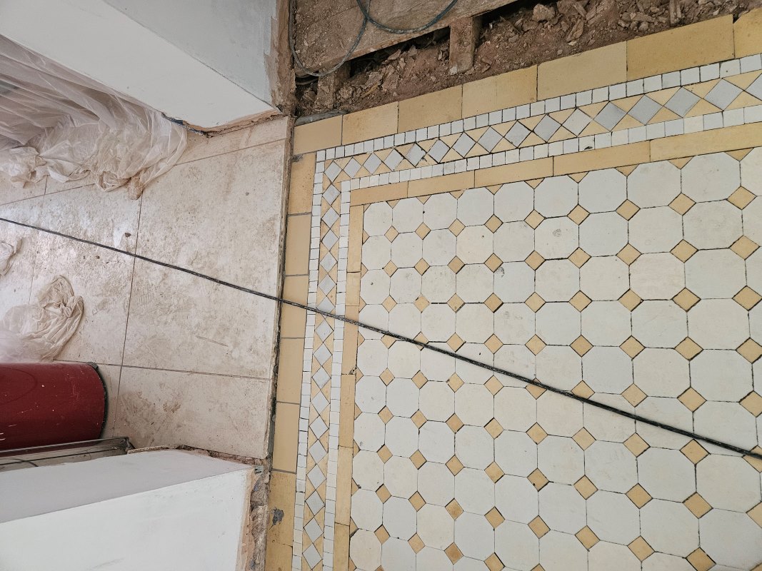 Neglected Victorian Tiled Floor During Repairs Kensington