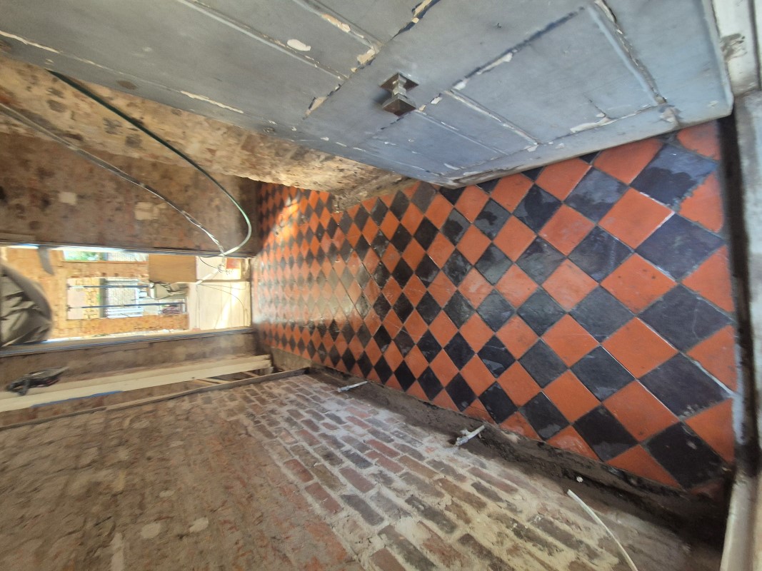 Red Black Checkerboard Quarry Tiled Hallway Floor After Restoration Brixton